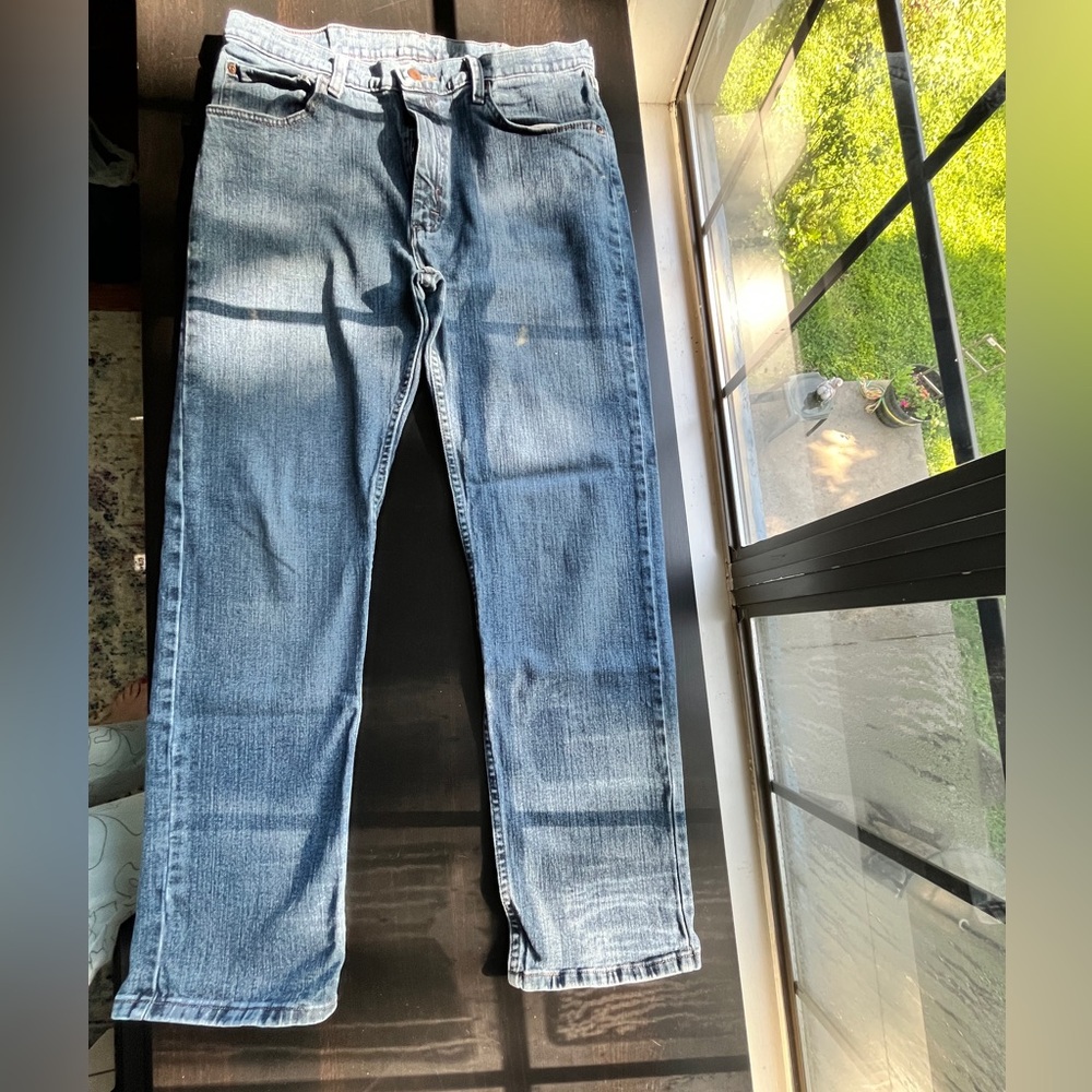 Wrangler Blue Straight Jeans Classic Denim Style 34x32